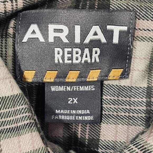 Ariat Rebar‎ Flannel Shirt Womens 2X Plaid Beetle Workwear DuraStretch GAM - Picture 13 of 16